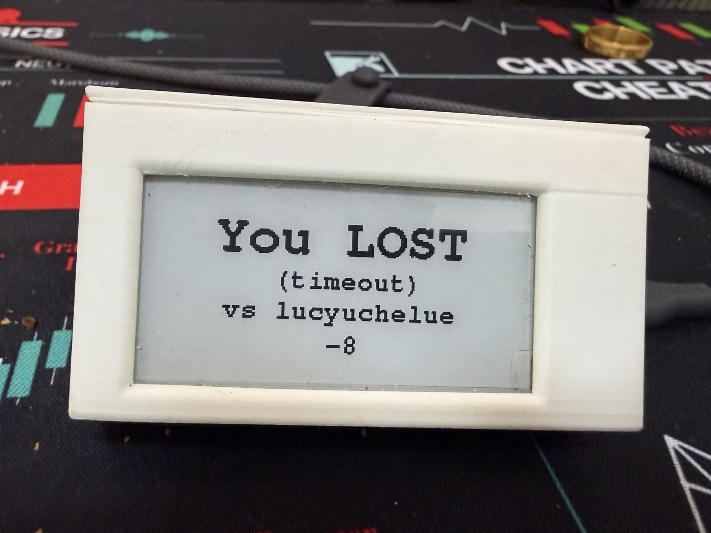 IvoChess Clock showing a game result screen